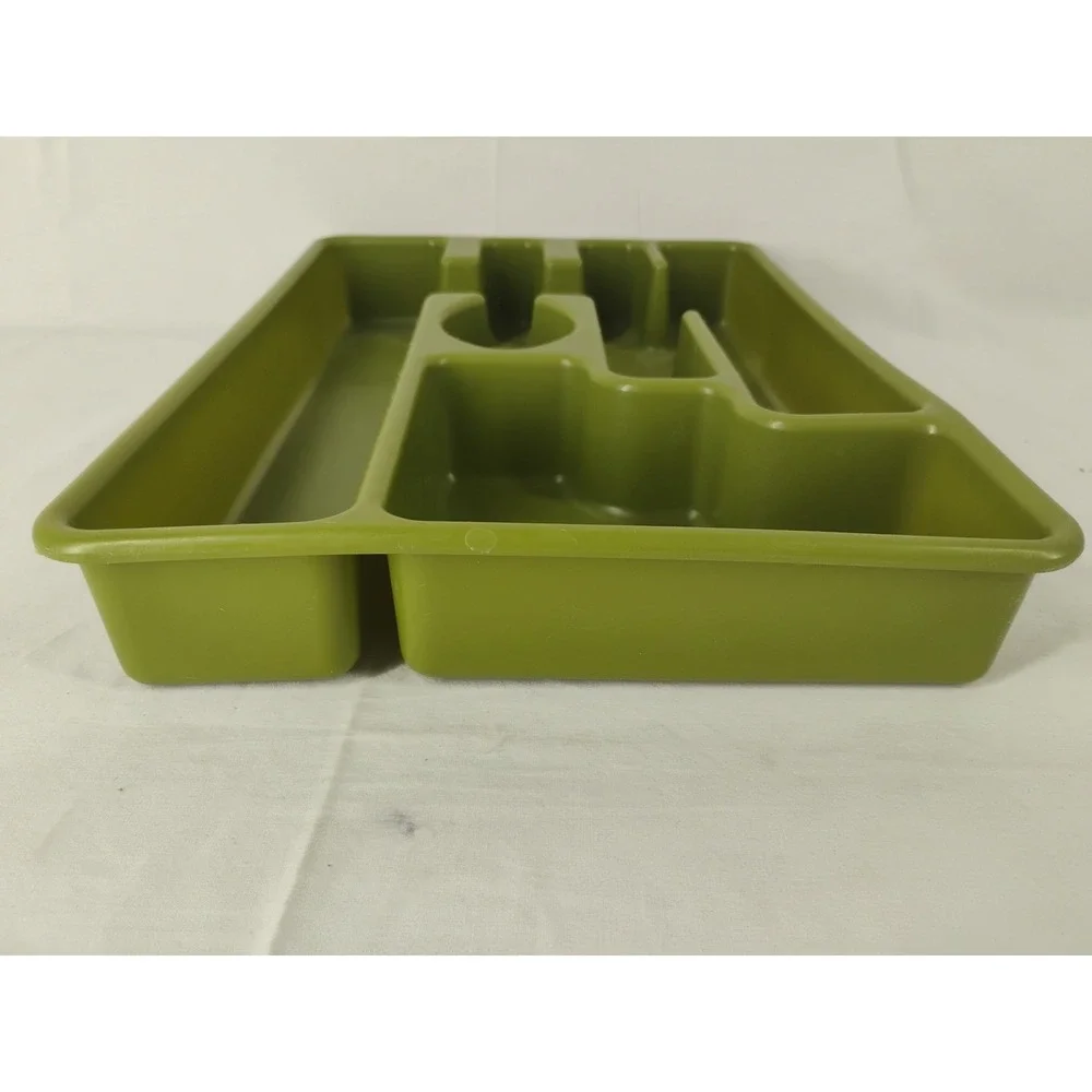 VTG MCM Rubbermaid‎ 2921 Avocado Green Silverware Tray Drawer Utensil Organizer